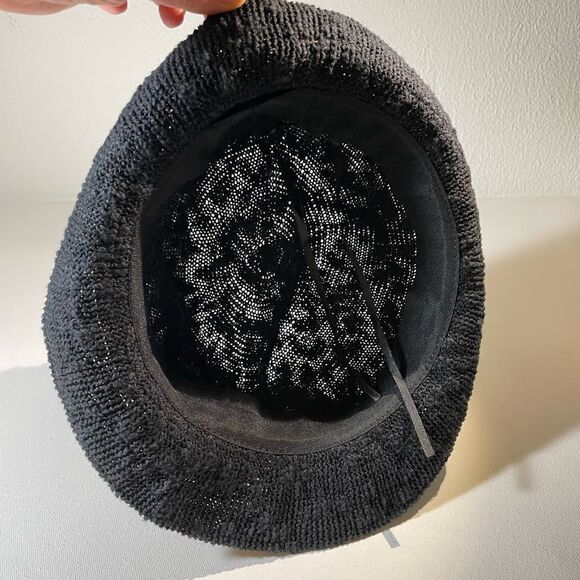 Navy woven fedora with grosgrain ribbon bow - Picture 4 of 8